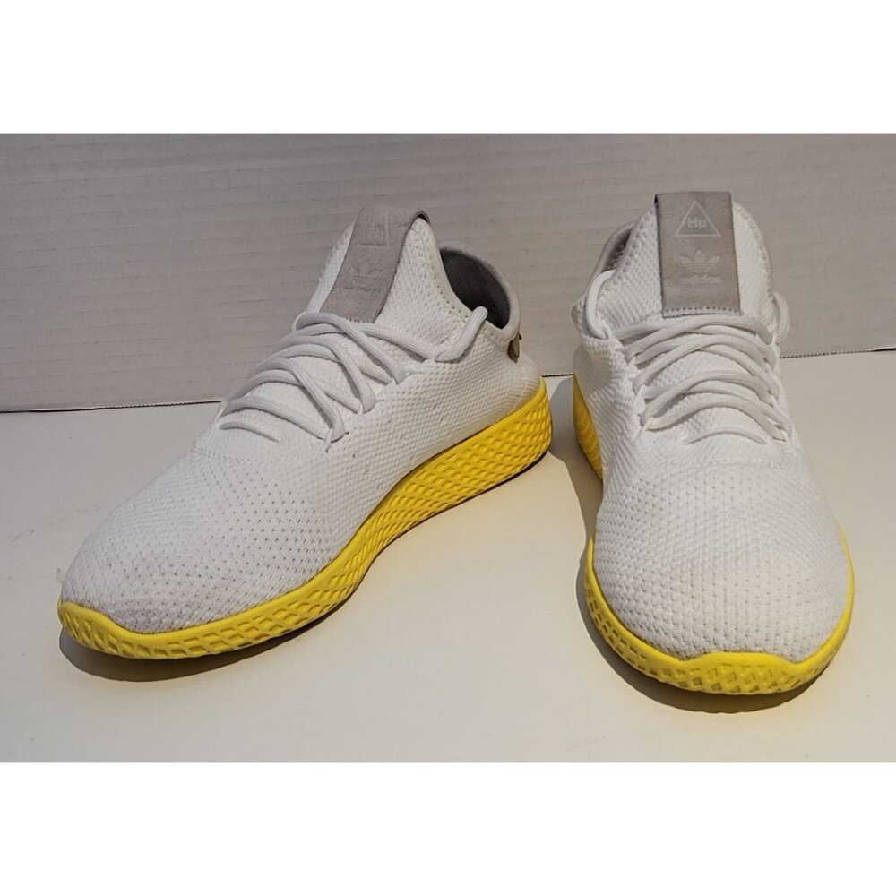 White and Yellow Men's Knit Sneakers